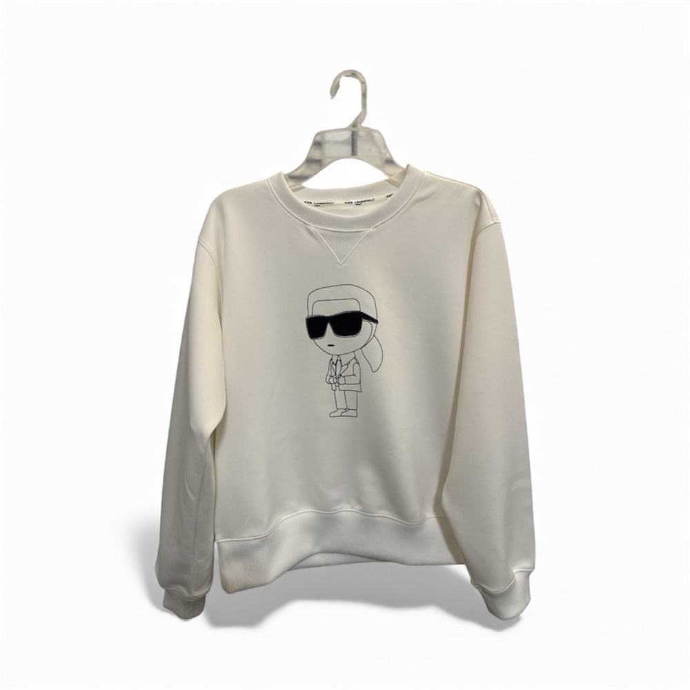 Karl Lagerfeld Cream Graphic Crewneck Sweater